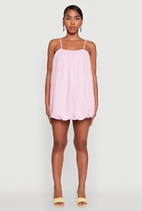 Womens Chic Poplin Bubble Hem Spaghetti Strap Dress, Pink, Size L