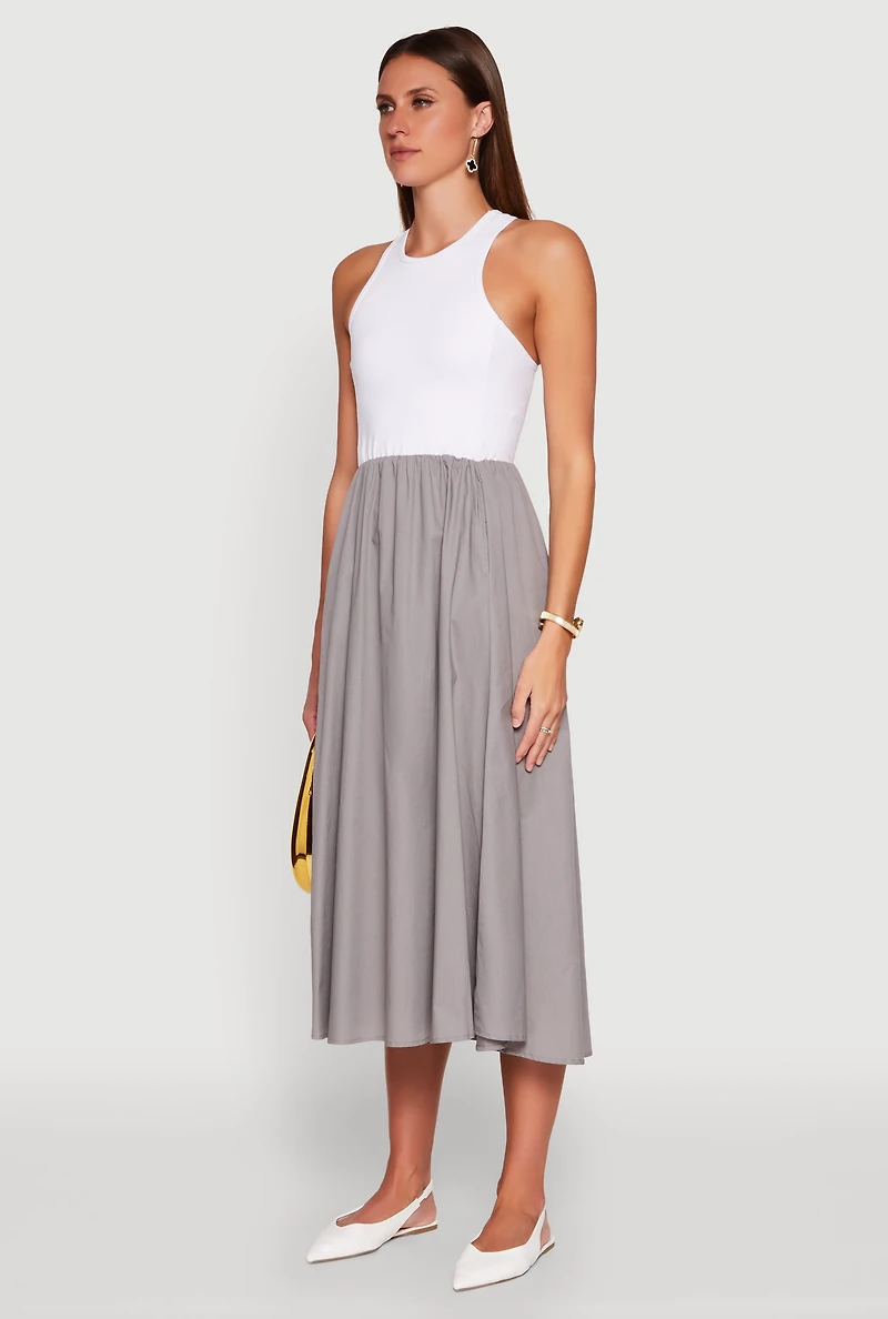 Womens Keyhole Racerback Maxi Dress, Grey, Size M