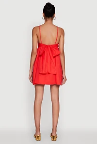 Womens Trendy Poplin Bow Tie Back Babydoll Dress,