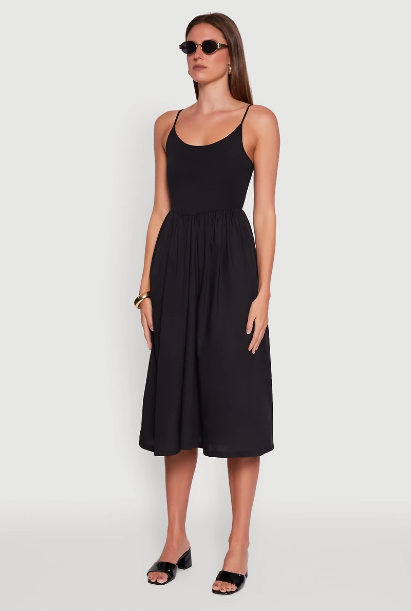 Womens Chic Ribbed Knit Sleeveless Skater Dress, XL