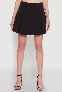 Trendy High Waisted Pleated Skort with Cargo Pockets