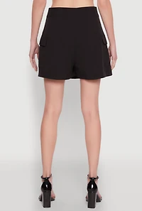 Womens Trendy High Waisted Pleated Skort with Cargo Pockets,