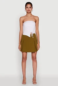 Trendy High Waisted Pleated Skort with Cargo Pockets