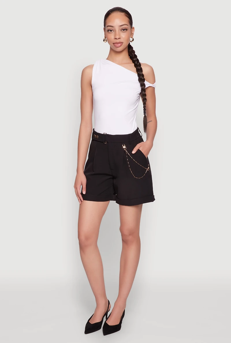 Womens Chain Detail Tailored Shorts, L