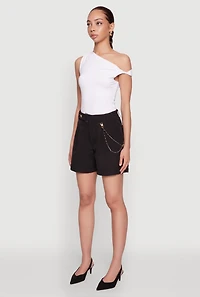 Womens Chain Detail Tailored Shorts, Black, Size S