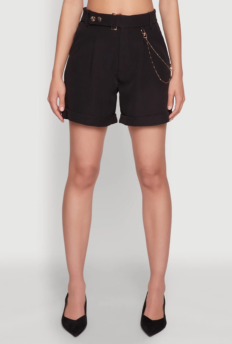 Womens Chain Detail Tailored Shorts, L