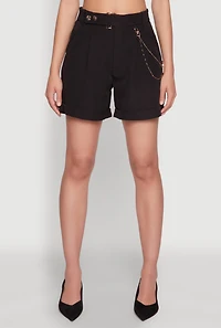 Womens Chain Detail Tailored Shorts, L