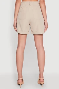 Womens Chain Detail Tailored Shorts, Khaki, Size XL