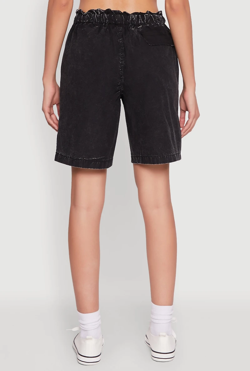 Womens Poplin Drawstring Bermuda Shorts, S