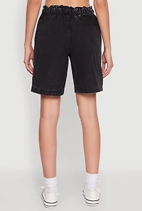 Womens Poplin Drawstring Bermuda Shorts, S