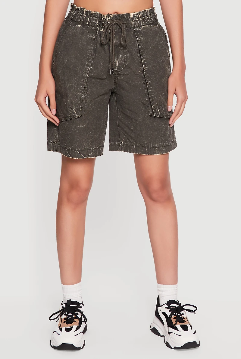Poplin Drawstring Bermuda Shorts