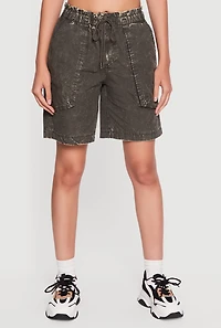 Poplin Drawstring Bermuda Shorts