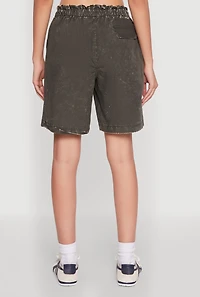 Womens Poplin Drawstring Bermuda Shorts, Green,