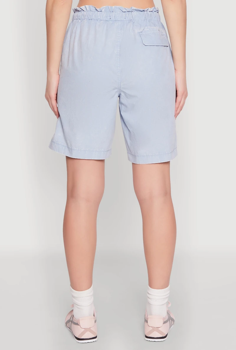 Womens Poplin Drawstring Bermuda Shorts,