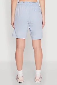 Womens Poplin Drawstring Bermuda Shorts,