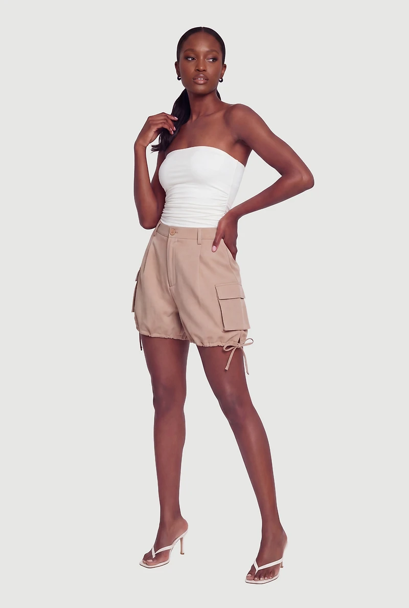 Drawstring Hem Cargo Shorts