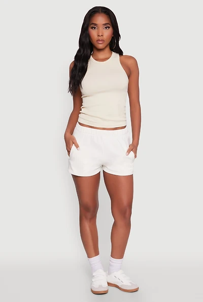 Womens Activewear Fleece Lined Sweatshorts, White, Size L