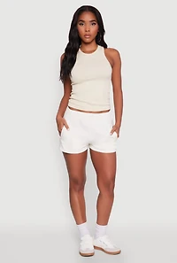 Womens Activewear Fleece Lined Sweatshorts, White, Size L