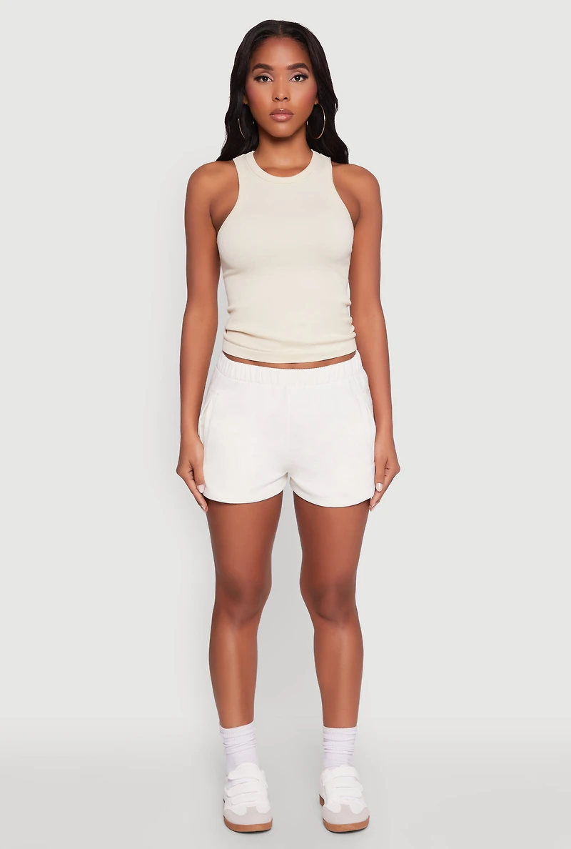 Womens Activewear Fleece Lined Sweatshorts, White, Size L