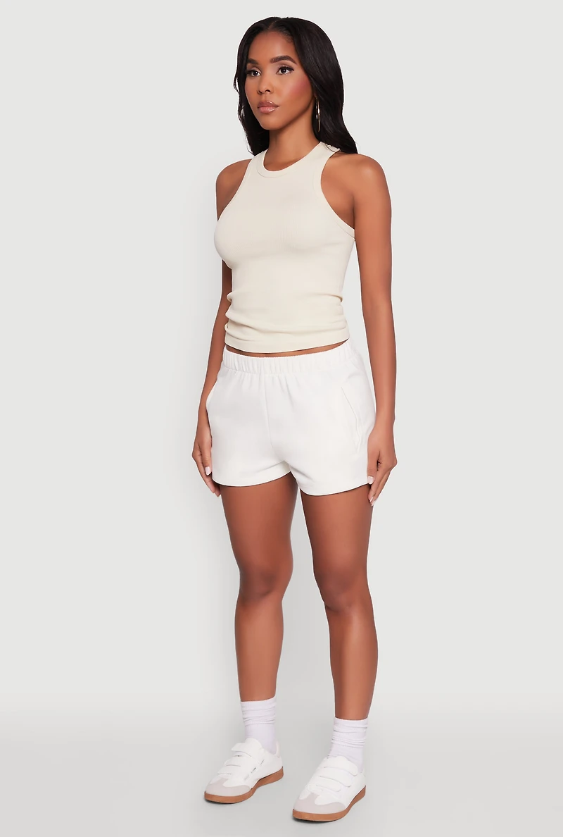 Womens Activewear Fleece Lined Sweatshorts, White, Size L