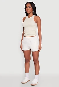 Womens Activewear Fleece Lined Sweatshorts, White, Size L