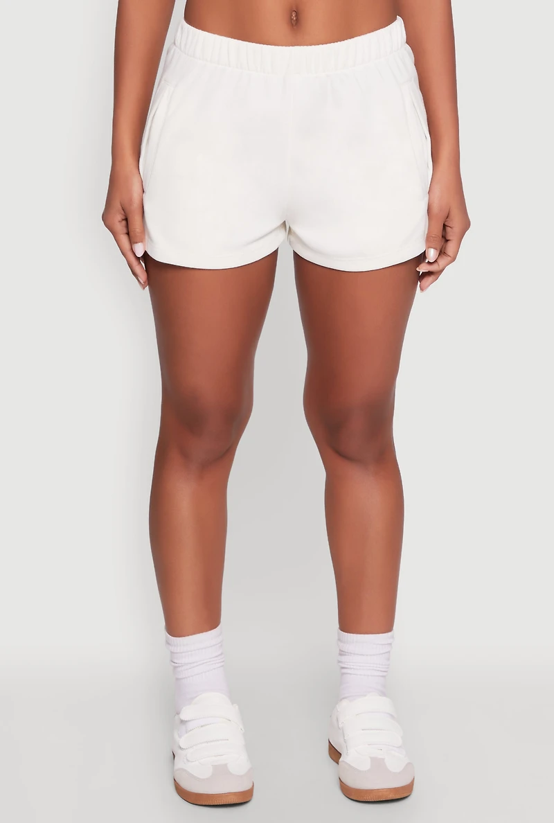 Womens Activewear Fleece Lined Sweatshorts, White, Size L