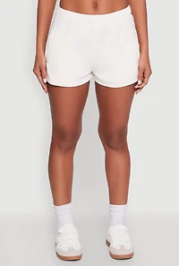 Womens Activewear Fleece Lined Sweatshorts, White, Size L