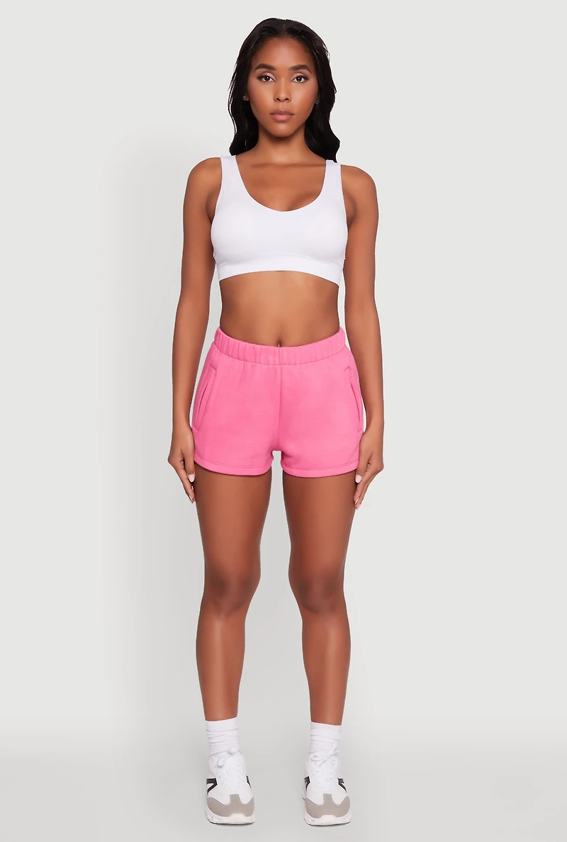 Womens Activewear Fleece Lined Sweatshorts, Pink, Size S