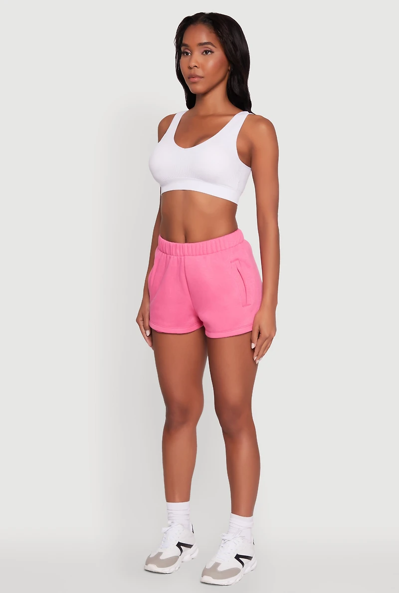 Womens Activewear Fleece Lined Sweatshorts, Pink, Size S