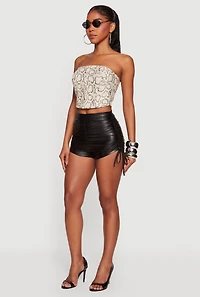 Leather Look Ruched High Waisted Shorts