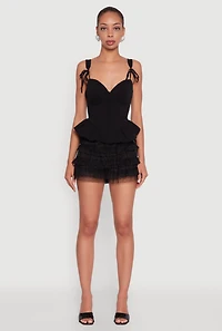 Womens Iris Tiered Lace High Waisted Mesh Shorts,