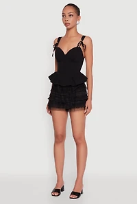 Womens Iris Tiered Lace High Waisted Mesh Shorts,