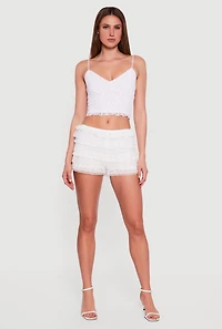 Ruffled Tiered Lace Shorts