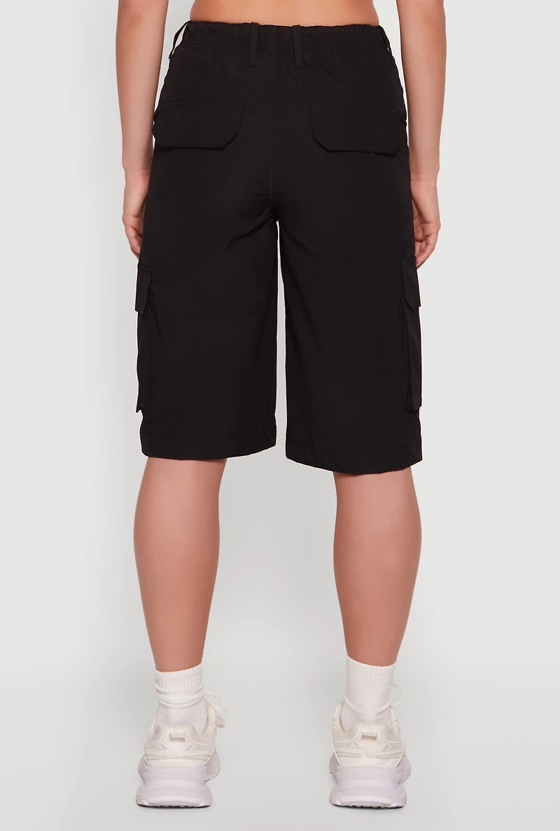 High Waisted Cargo Bermuda Shorts