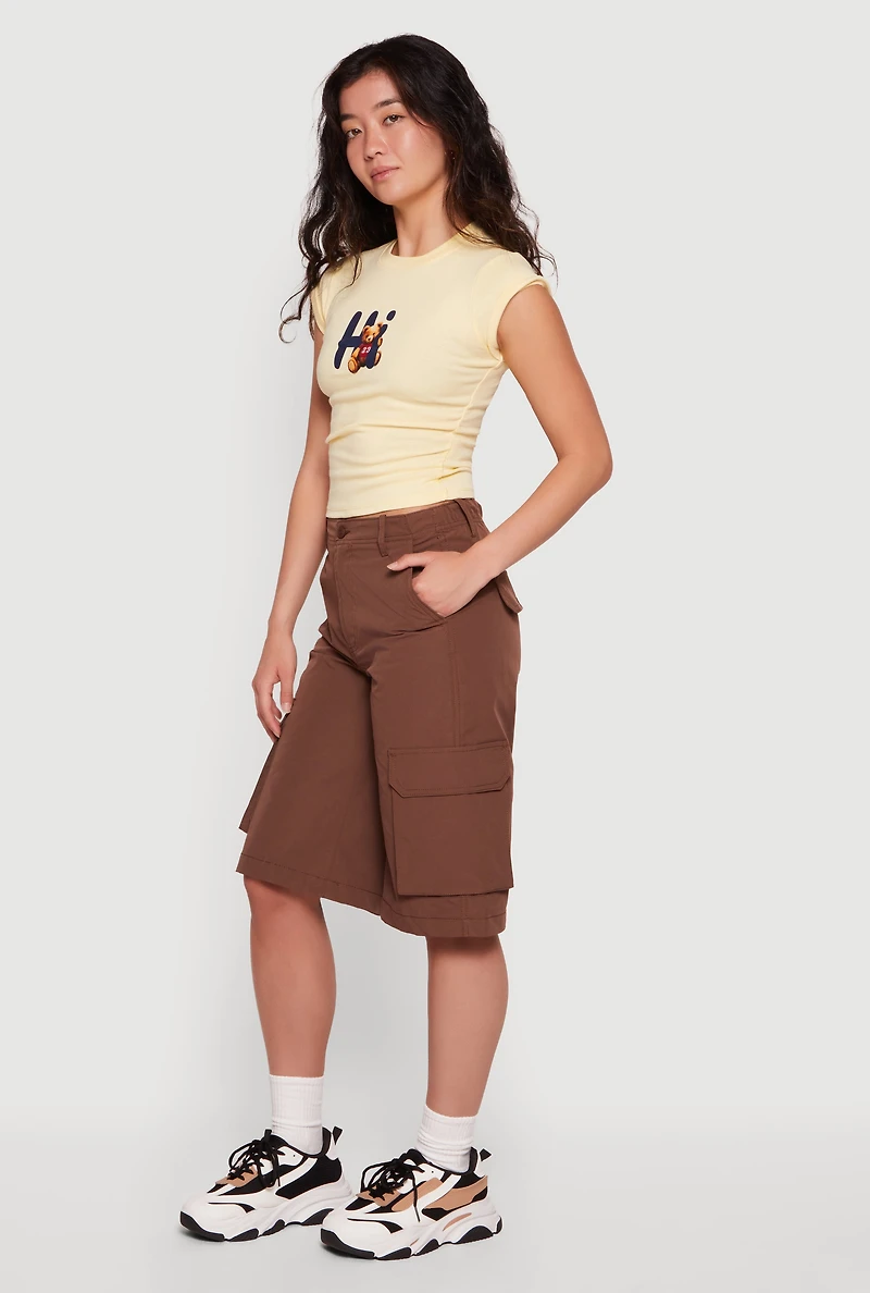 High Waisted Cargo Bermuda Shorts