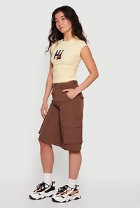 High Waisted Cargo Bermuda Shorts