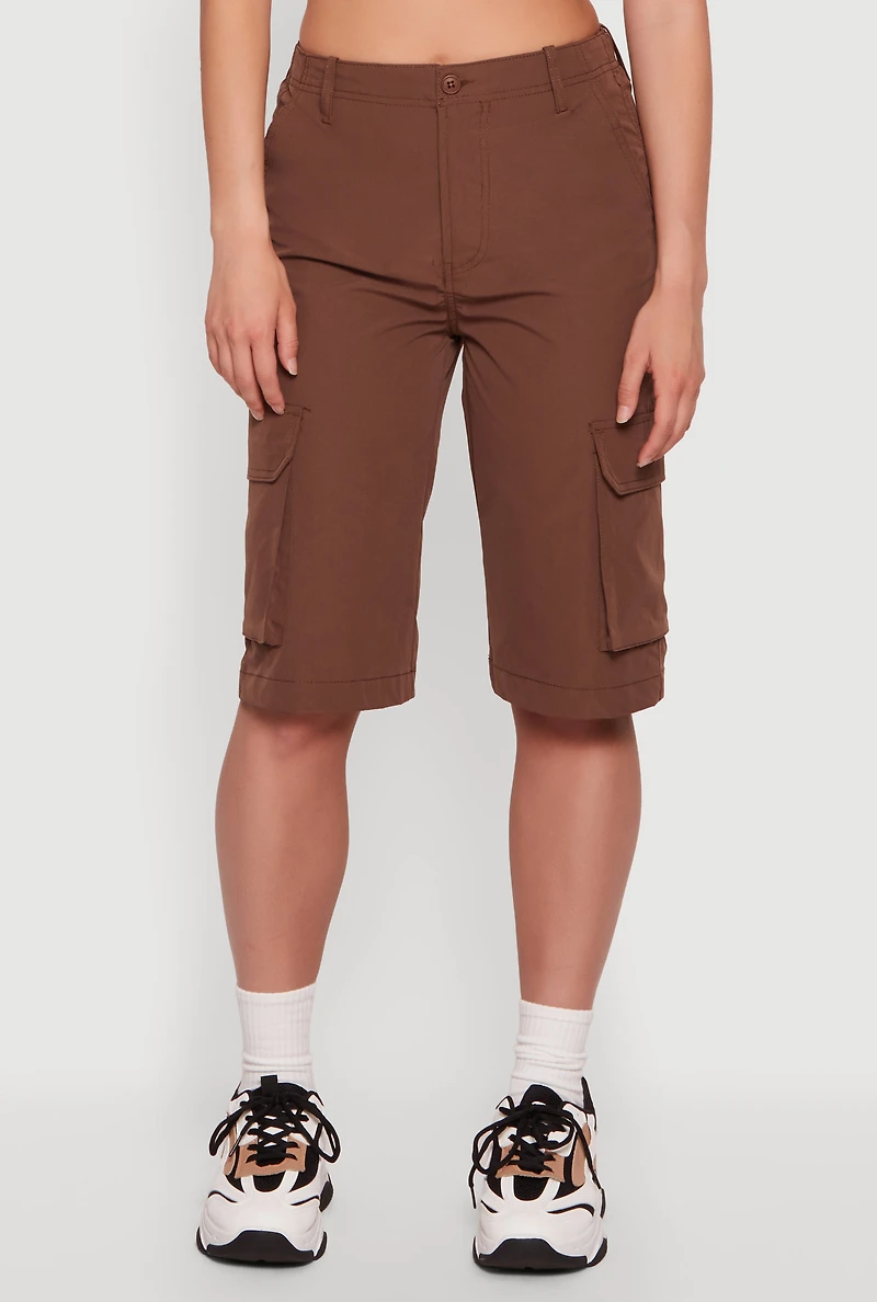 High Waisted Cargo Bermuda Shorts
