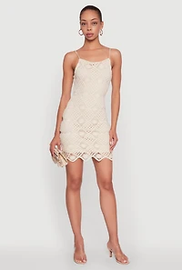 Womens Trendy Patterned Crochet Sleeveless Dress,