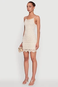 Womens Trendy Patterned Crochet Sleeveless Dress,