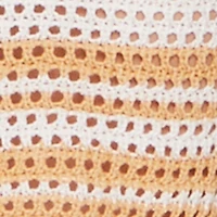 Trendy Striped Crochet V-Neck Sleeveless Sundress with Faux Buttons