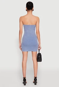 Womens Ribbed Knit Mineral Wash Tube Dress,