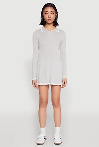 Daisy Pleated Contrast Trim Sweater Dress