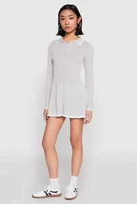 Daisy Pleated Contrast Trim Sweater Dress
