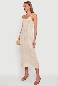 Pointelle Knit Hem Scoop Neck Crochet Dress