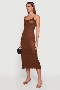 Pointelle Knit Hem Scoop Neck Crochet Dress