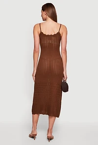 Pointelle Knit Hem Scoop Neck Crochet Dress