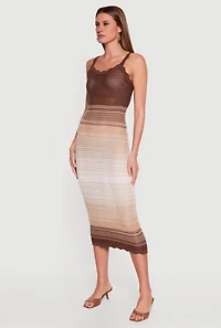 Ombre Striped Crochet Cami Maxi Dress