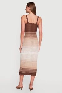 Ombre Striped Crochet Cami Maxi Dress