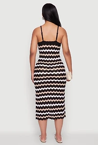 Womens Madden Girl Wavy Striped V Neck Sleeveless Crochet Cami Dress, Multi,