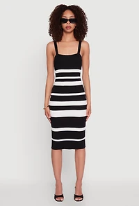 Womens Madden Girl Striped Rib Knit Tank Dress, Multi, Size M